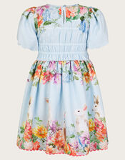 Floral Bunny Short Sleeve Dress, Blue (BLUE), large