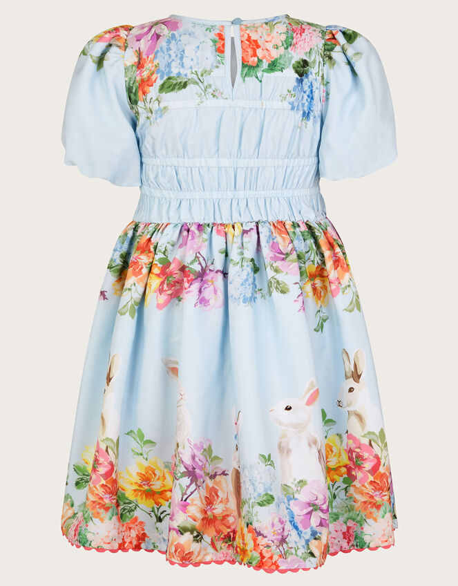 Floral Bunny Short Sleeve Dress, Blue (BLUE), large