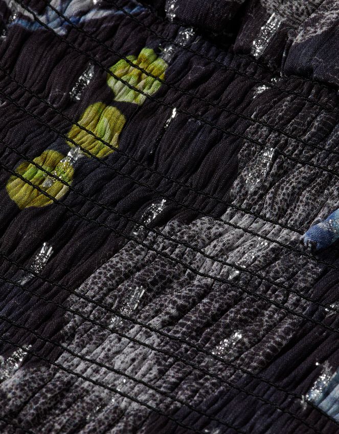 Scotch & Soda Print Smocked Waist Top, Blue (NAVY), large