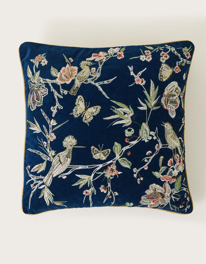 Bird Embroidered Cushion, , large