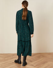 Embellished Bib Star Print Dress, Teal (TEAL), large