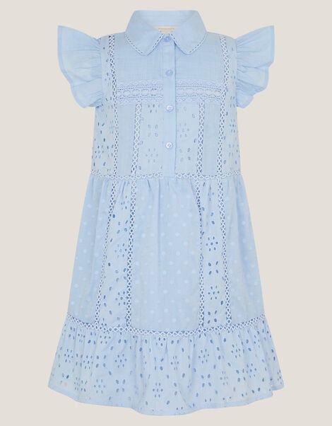 Broderie Shirt Dress, Blue (BLUE), large
