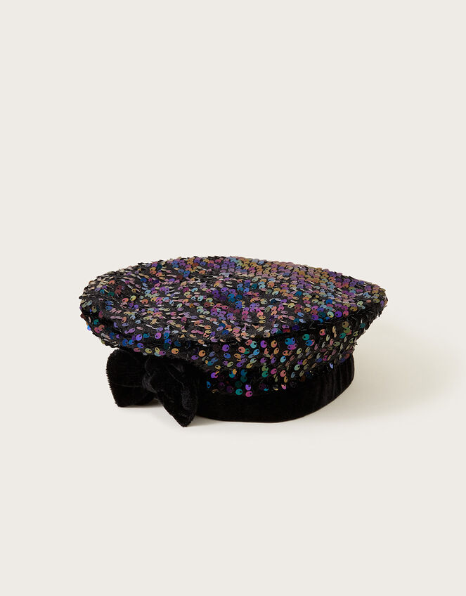 Sequin Beret, Black (BLACK), large