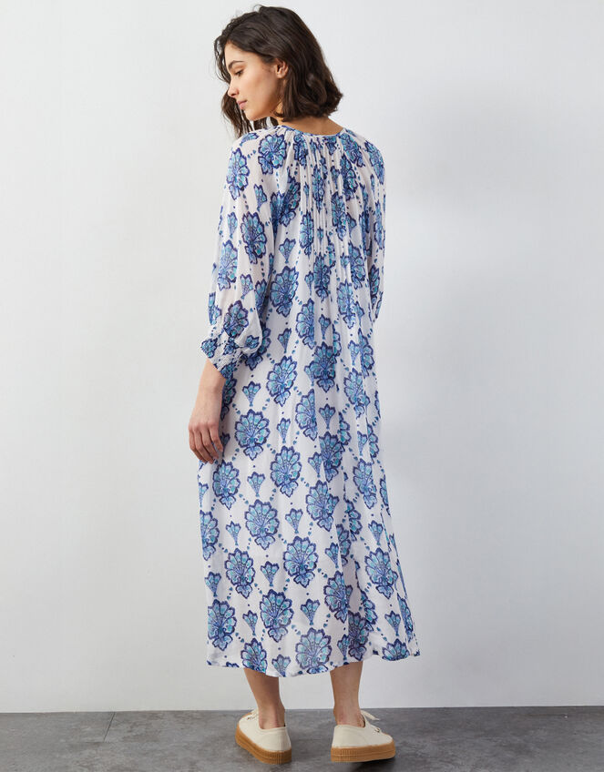 East Nadya Ornate Print Midi Dress, Blue (BLUE), large