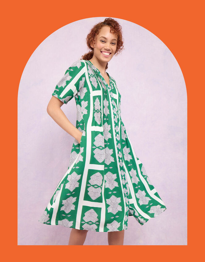 East Ula Print Dress, Green (GREEN), large