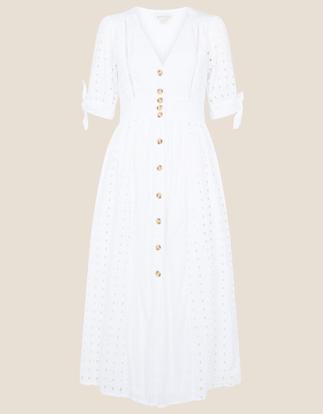 Dolly Schiffli Midi Dress , White (WHITE), large