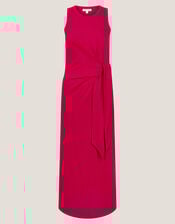 Sleeveless Tie-Side Column Midi Dress, Red (RED), large