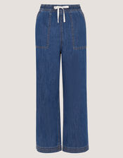 Heidi Drawstring Regular Wide Leg Jeans, Blue (MID AUTHENTIC BLUE), large