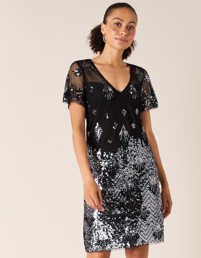 Beatrix Sequin Tunic Dress, Black (BLACK), large