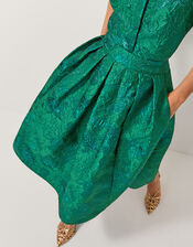 Jolene Floral Jacquard Midi Skirt, Green (GREEN), large