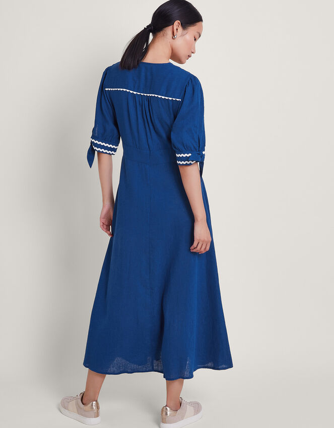 Lita V-Neck Ric Rac Midi Dress, Blue (COBALT), large