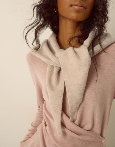 Taya Large Knitted Triangle Scarf, Natural (NATURAL), large