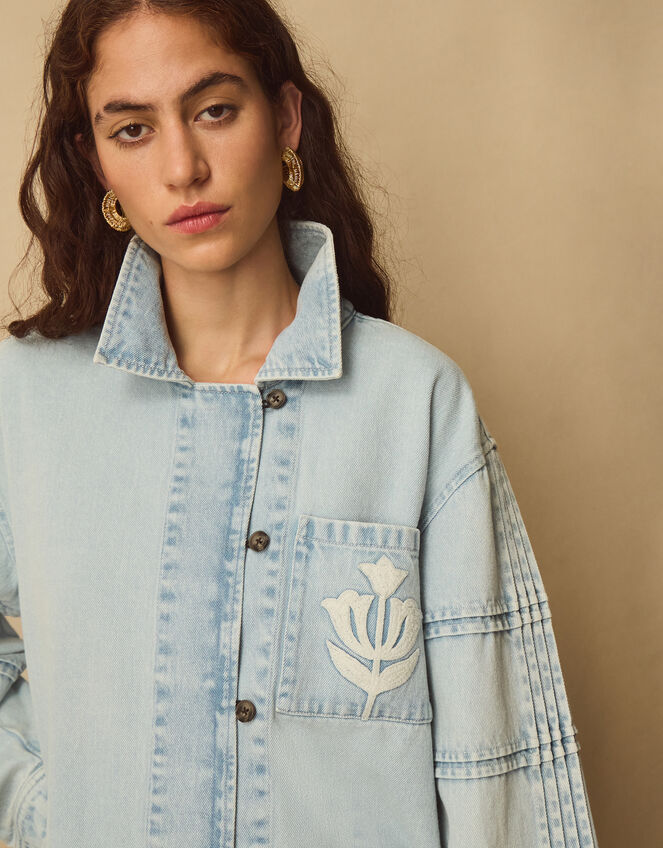 East Selma Embroidered Denim Jacket, Blue (LIGHT BLUE), large