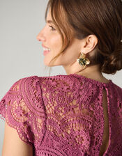 Monica Lace Midi Bridesmaid Dress, DARK PINK, large