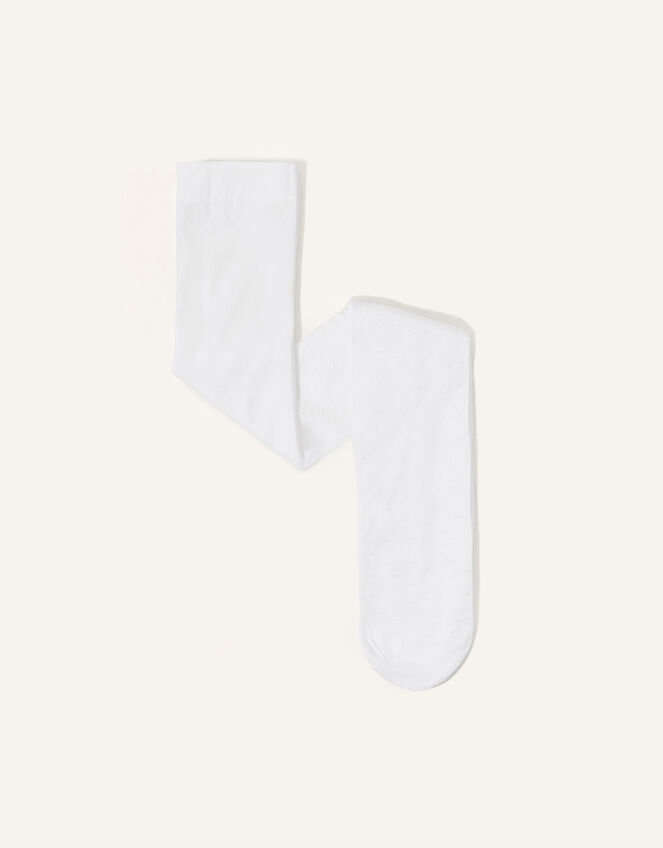 Baby 35 Denier Bridal Spot Tights, White (WHITE), large