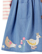 Baby Duck Denim Pinafore Set, Blue (BLUE), large