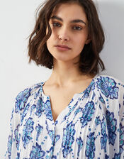 East Nadya Ornate Print Midi Dress, Blue (BLUE), large
