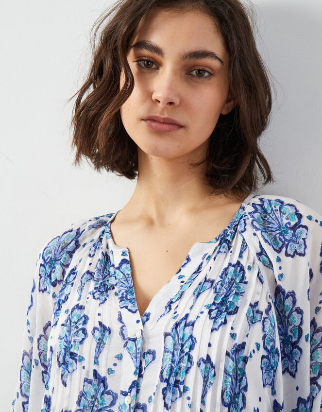 East Nadya Ornate Print Midi Dress, Blue (BLUE), large