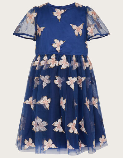 Embroidered Butterfly Dress Blue, Blue (NAVY), large