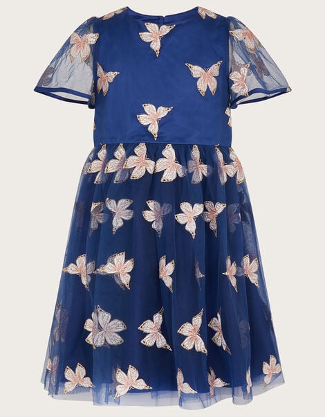 Embroidered Butterfly Dress Blue, Blue (NAVY), large