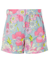 Octavia Floral Shorts in Linen and Organic Cotton, Blue (BLUE), large
