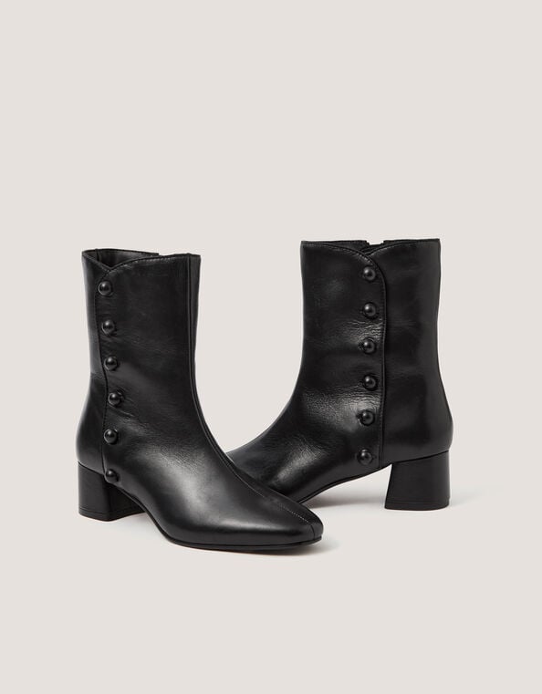 Hettie Leather Ankle Boots, Black (BLACK), large