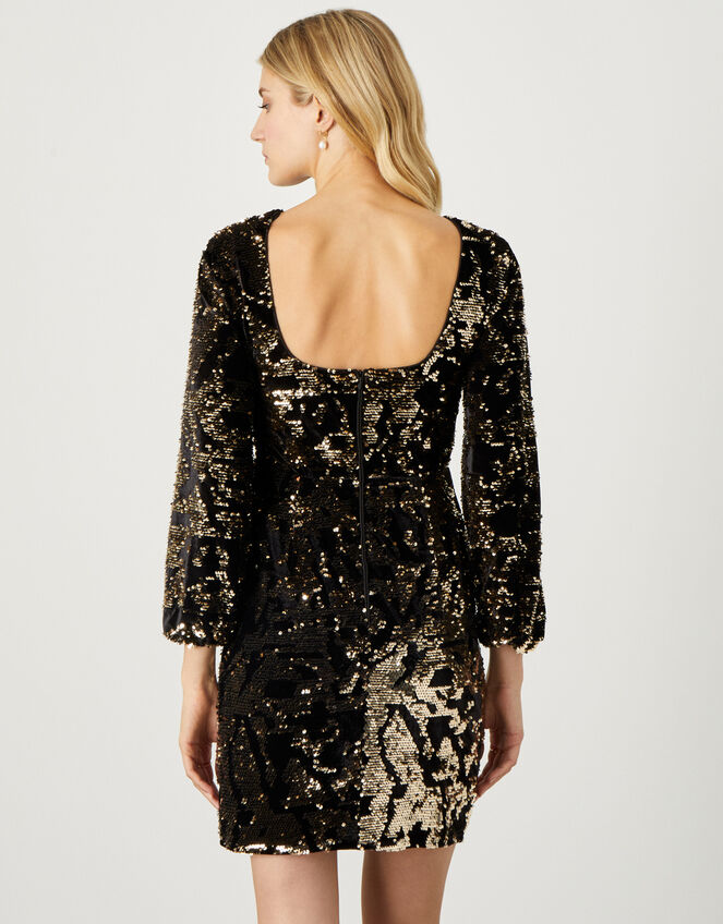 Kayleigh Sequin Stretch Velvet Dress, Gold (GOLD), large