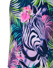 Zebra Palm Print Swimsuit , Blue (NAVY), large