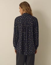 Stevie Foil Polka Dot Blouse, Blue (MIDNIGHT), large