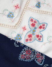 Embroidered Butterfly Top and Leggings Set, White (WHITE), large