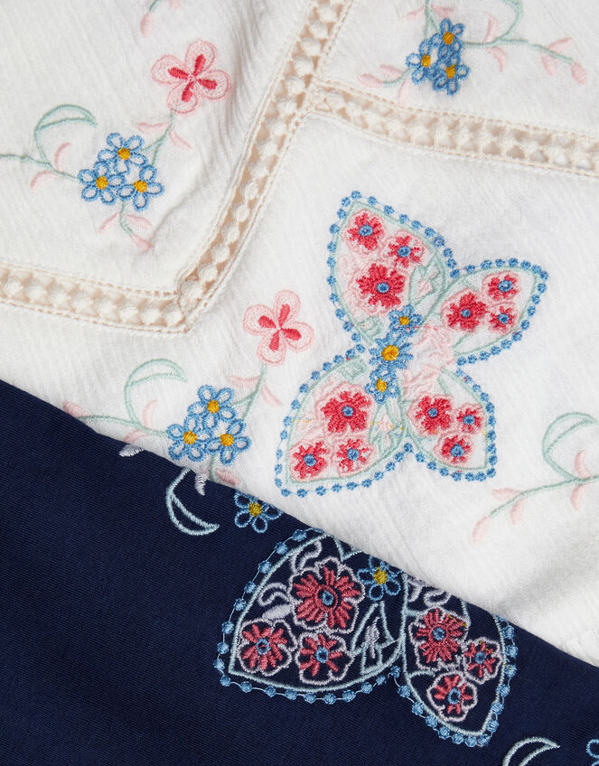 Embroidered Butterfly Top and Leggings Set, White (WHITE), large