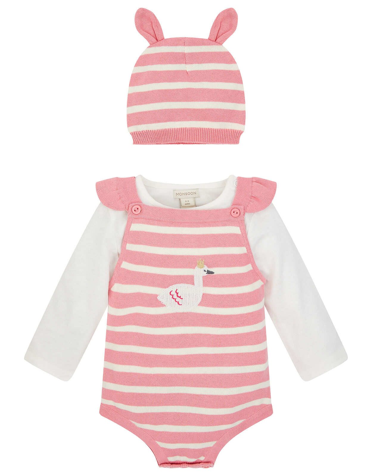 Newborn Baby Swan Knit Romper Set Pink