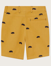 Rhino Embroidered Shorts, Yellow (MUSTARD), large