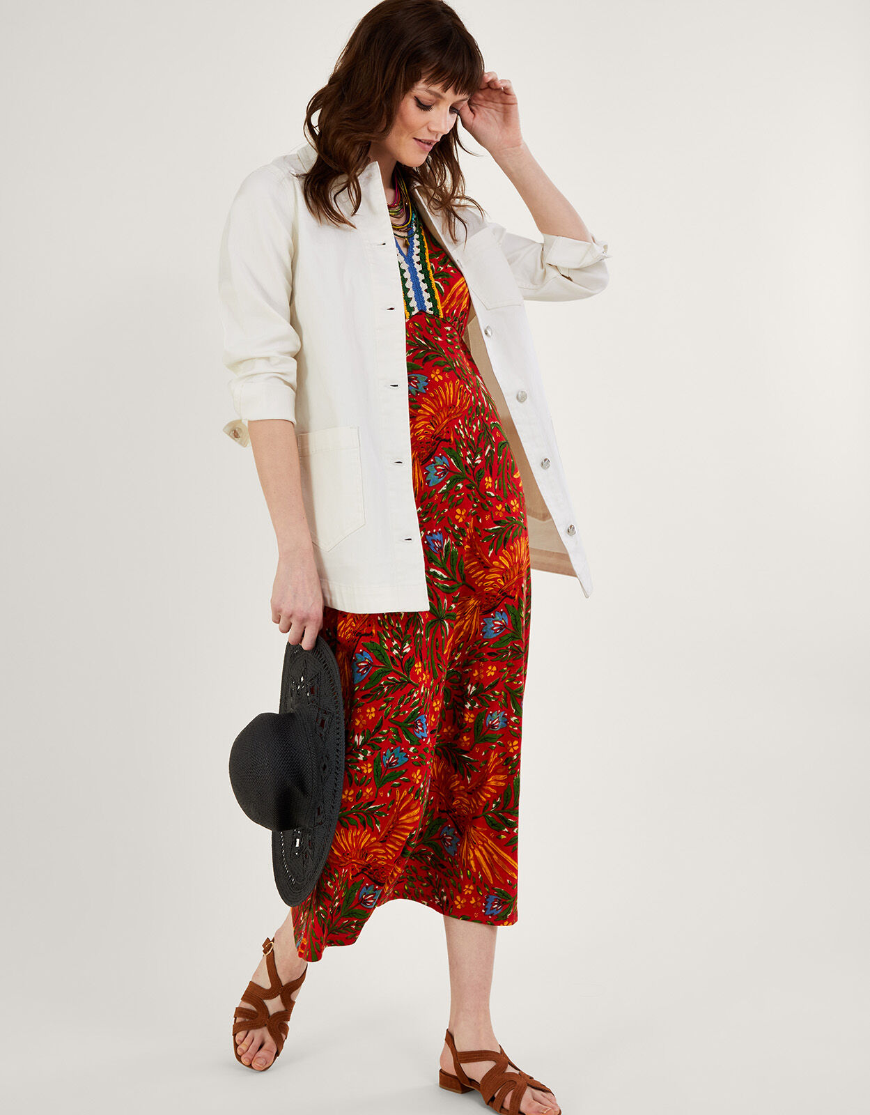 Mindy Longline Denim Jacket Natural Casualwear Monsoon Global