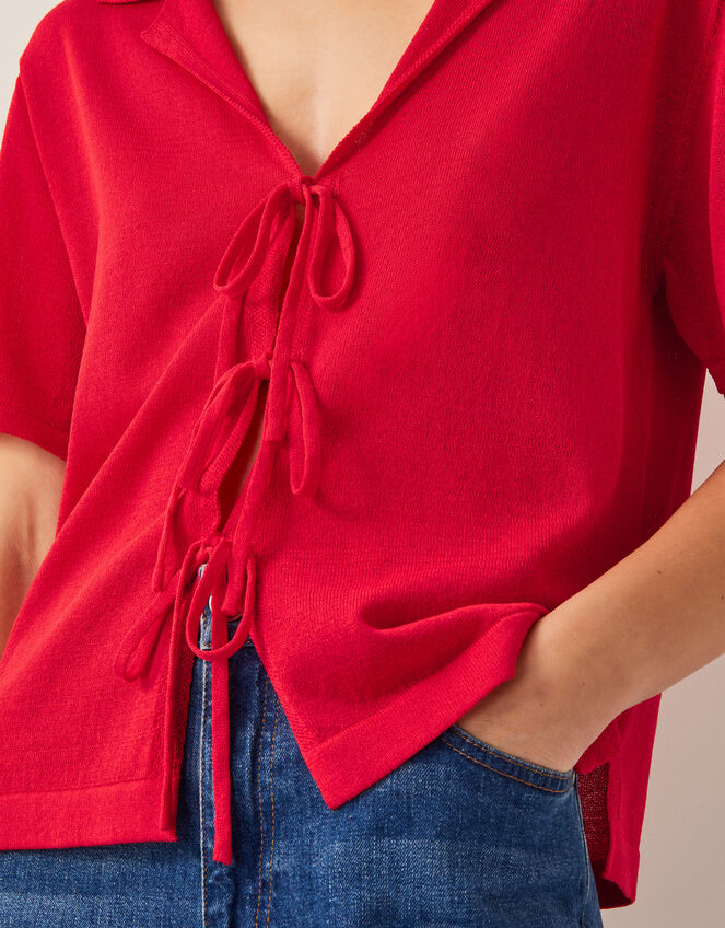 Tia Tie Knitted Cardigan, Red (RED), large