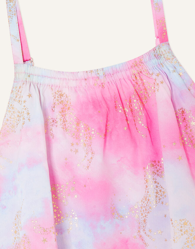 Unicorn Tie Dye Playsuit  in Recycled Polyester, Pink (PINK), large