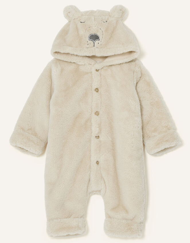 Newborn Bear Soft Pramsuit, Camel (BEIGE), large