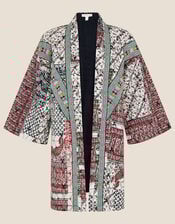Quinn Printed Longline Jacket, Ivory (IVORY), large