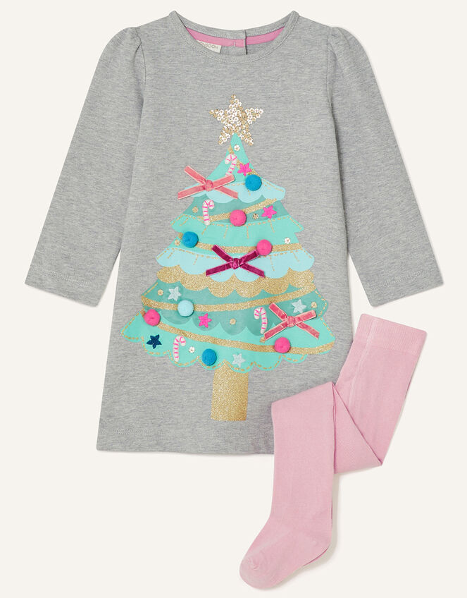 Baby Christmas Tree Dress Set, Grey (GREY), large