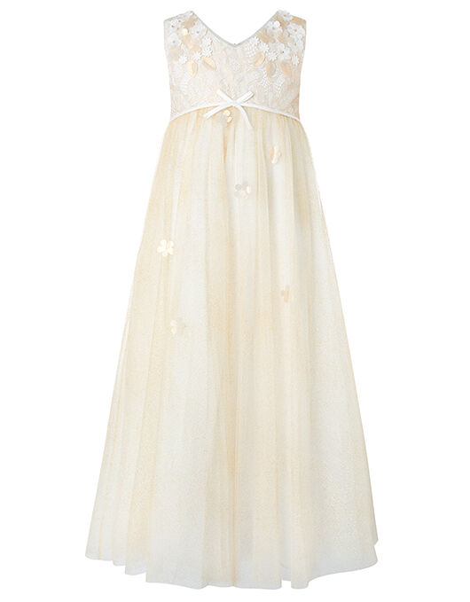 Lilly Gold Tulle and Lace Maxi Dress Gold
