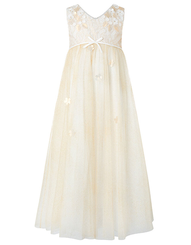 Lilly Gold Tulle and Lace Maxi Dress, Gold (GOLD), large