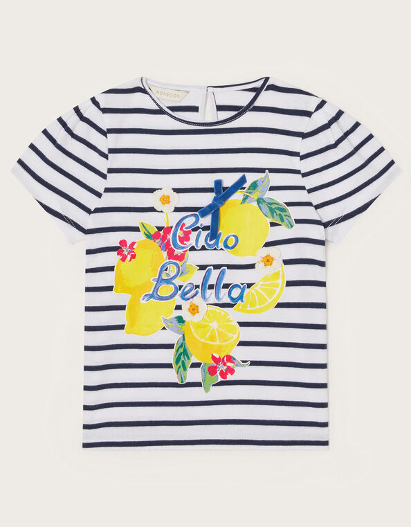 Ciao Bella Stripe T-Shirt, Ivory (IVORY), large