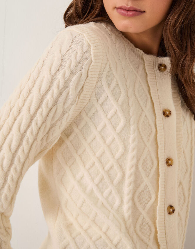 Cindy Cable Knit Cardigan, Ivory (IVORY), large