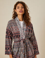 Patch Print Embellished Jersey Jacket, Natural (NATURAL), large