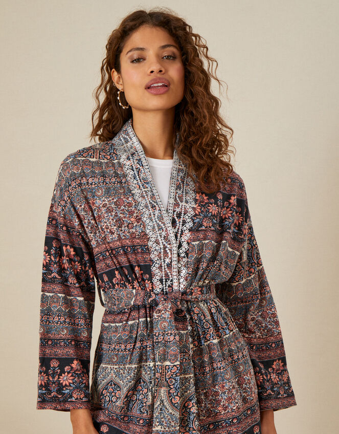 Patch Print Embellished Jersey Jacket, Natural (NATURAL), large