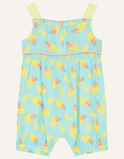 Baby Lemon Print Romper, Blue (TURQUOISE), large