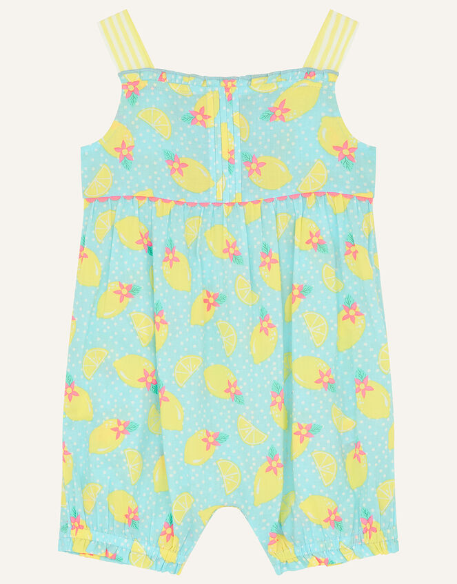 Baby Lemon Print Romper, Blue (TURQUOISE), large