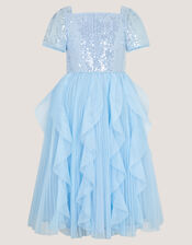 Scarla Sequin Ruffle Party Dress, Blue (PALE BLUE), large