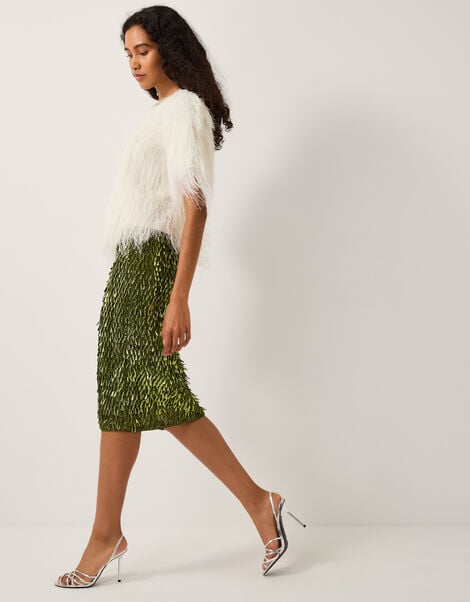 Serenity Sequin Midi Skirt, Green (OLIVE), large