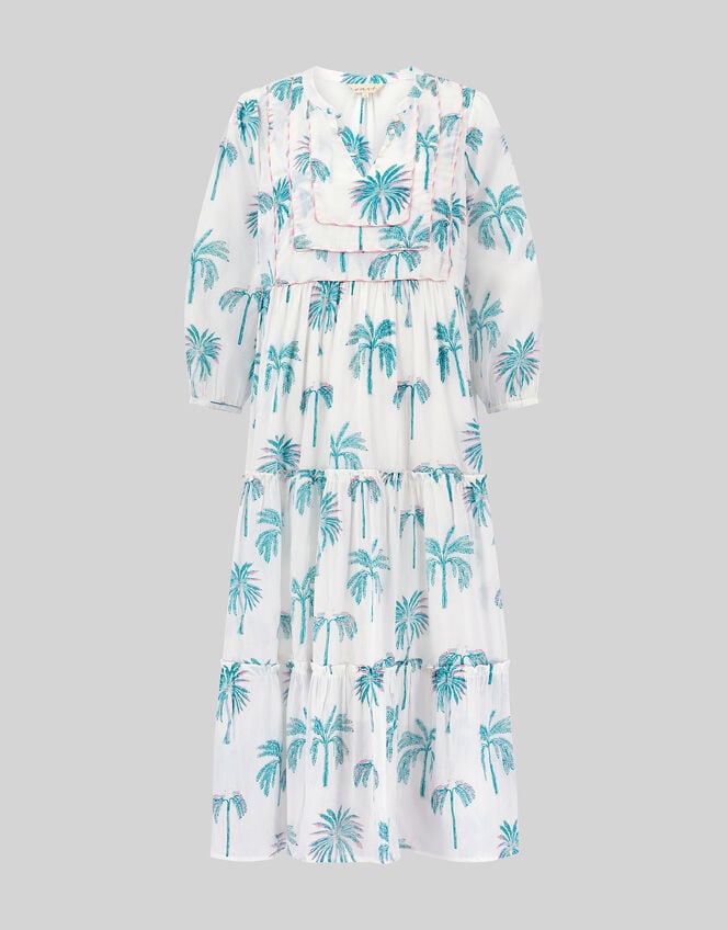 East Pami Palm Print Midi Dress, Ivory (IVORY), large